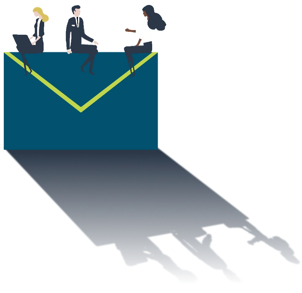 Briefumschlag-Grafik-mit-SchattenQ.png Illustration eines Briefumschlags mit Mitarbeitenden – digitale Kommunikation bei IStB