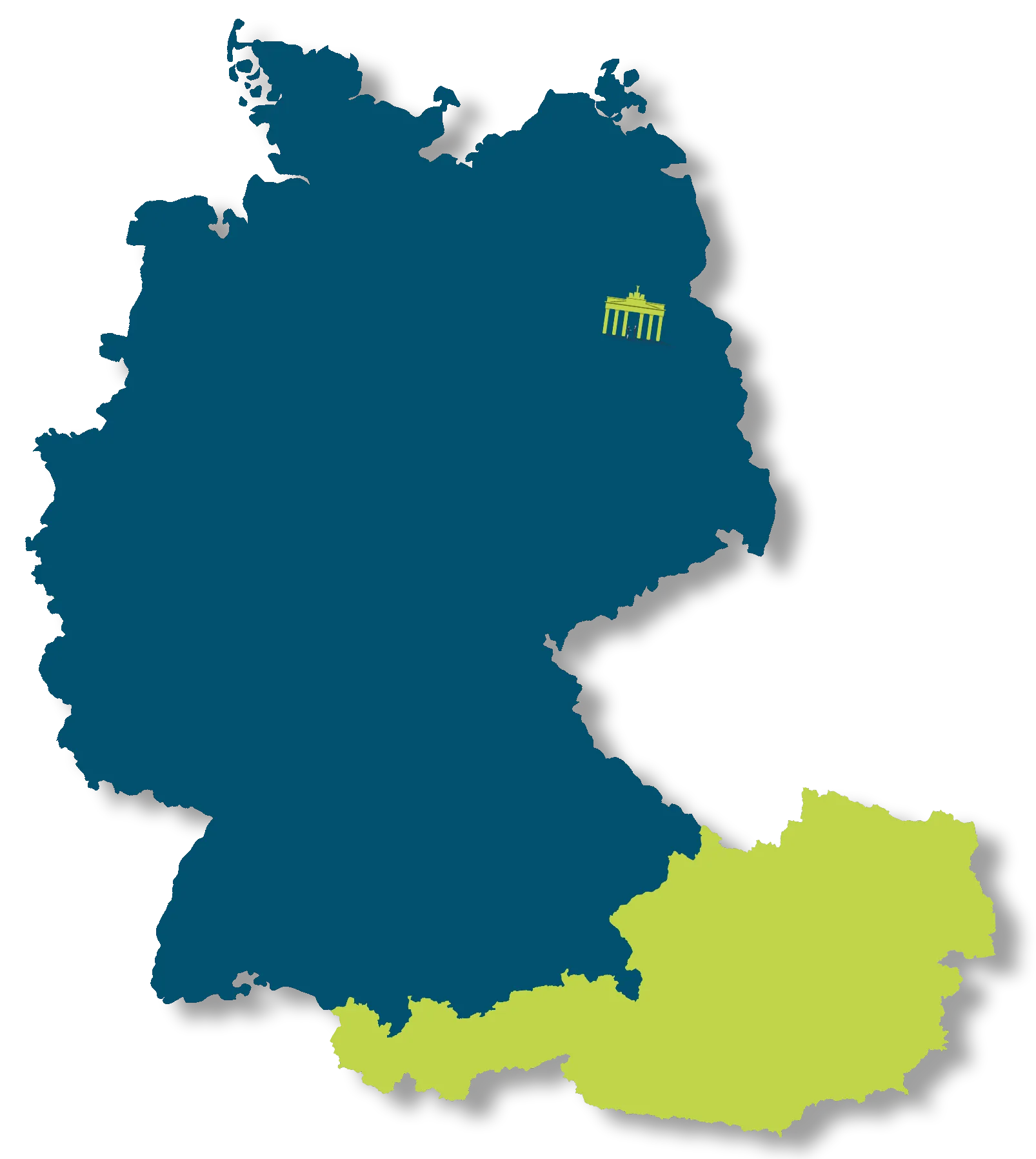 Grafik-D-u.-AUT.png Landkarte Deutschland und Österreich mit Berlin markiert – grenzüberschreitende Lohnbuchhaltung