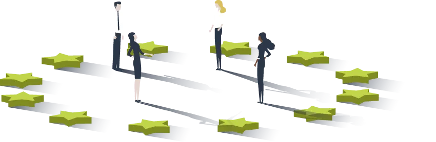 InternationalTaxEUTransparent_c1d54a.png Illustration: Team auf Sternen unterwegs – internationale Steuerberatung von IStB