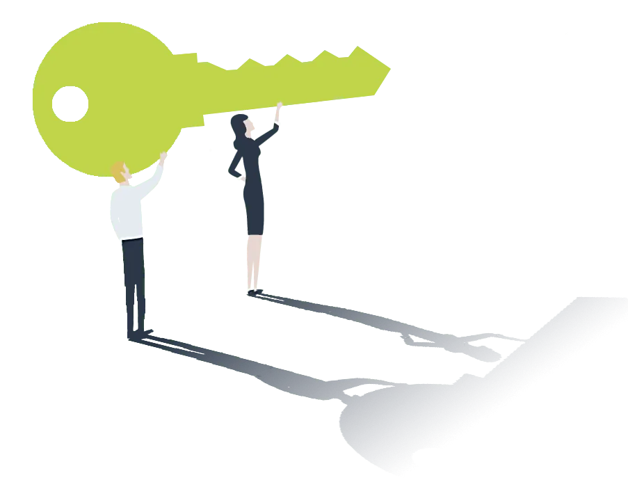 Illustration: Übergabe eines grossen Schlüssels – Lohn- und Gehaltsbuchhaltung bei IStB