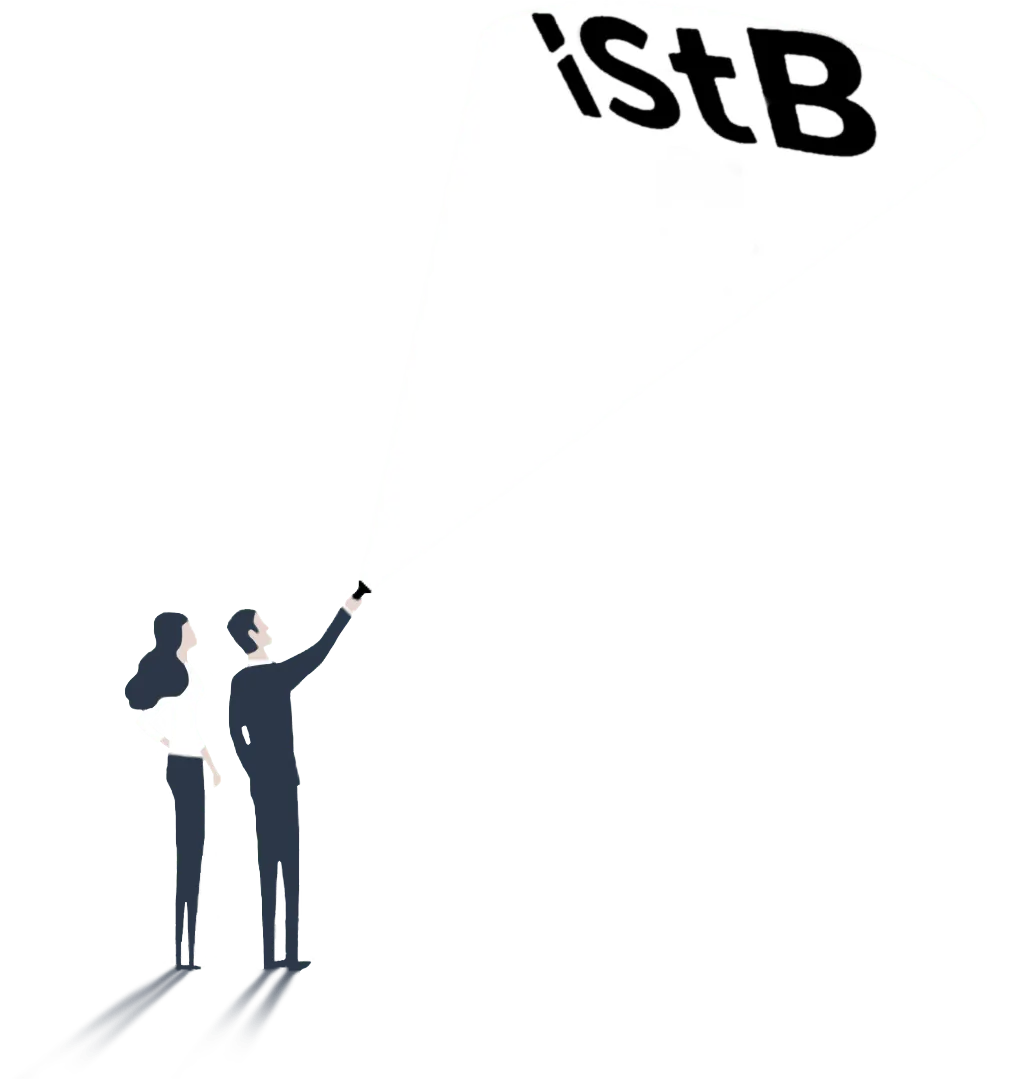 SpotlightIStBSchwarzQ.png Illustration: Scheinwerfer wird auf den Namen IStB gerichtet – Spotlight auf die Steuerkanzlei